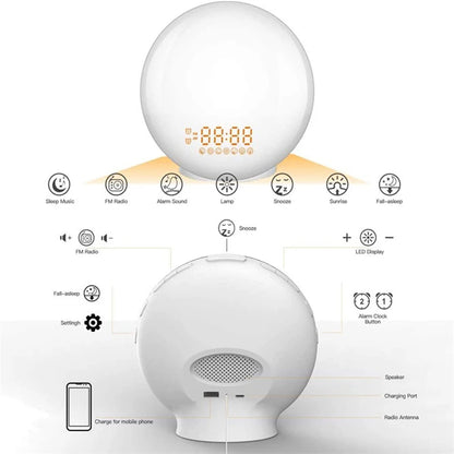 Smart Sunrise Wake Up Light – Gentle Alarm Clock with Night Light & Natural Sounds